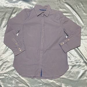 Talbots Petites Blue and White Striped Womens Dress Shirt Size Medium Petite